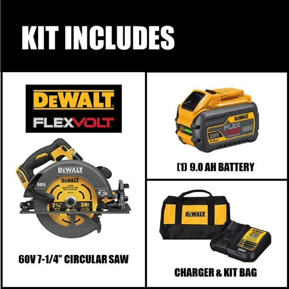 Cheap 😍 DEWALT FLEXVOLT 60-Volt MAX Cordless Brushless 7-1/4 in. Circular Saw with Brake with (1) FLEXVOLT 9.0Ah Battery 🔔 4 Cheap 😍 DEWALT FLEXVOLT 60-Volt MAX Cordless Brushless 7-1/4 in. Circular Saw with Brake with (1) FLEXVOLT 9.0Ah Battery 🔔 - Image 2
