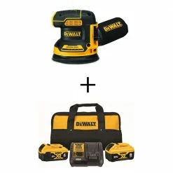 Budget ⭐ DEWALT 20-Volt MAX XR Cordless Brushless 5 in. Random Orbital Sander with (1) Battery 6.0Ah, (1) Battery 4.0Ah & Charger ✨