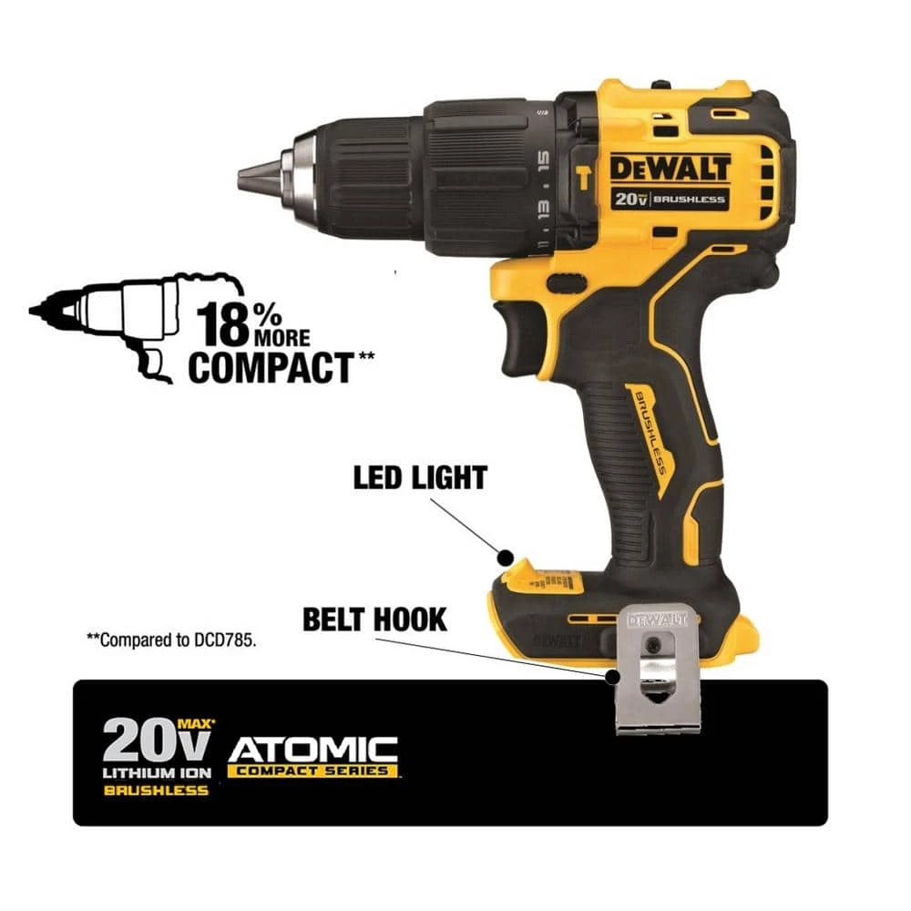 Buy โญ DEWALT ATOMIC 20-Volt MAX Cordless Brushless Compact 1/2 in. ๐จ Hammer Drill, (2) 20-Volt 1.3Ah Batteries, Charger & Bag ๐ 5 Buy โญ DEWALT ATOMIC 20-Volt MAX Cordless Brushless Compact 1/2 in. ๐จ Hammer Drill, (2) 20-Volt 1.3Ah Batteries, Charger & Bag ๐ - Image 3
