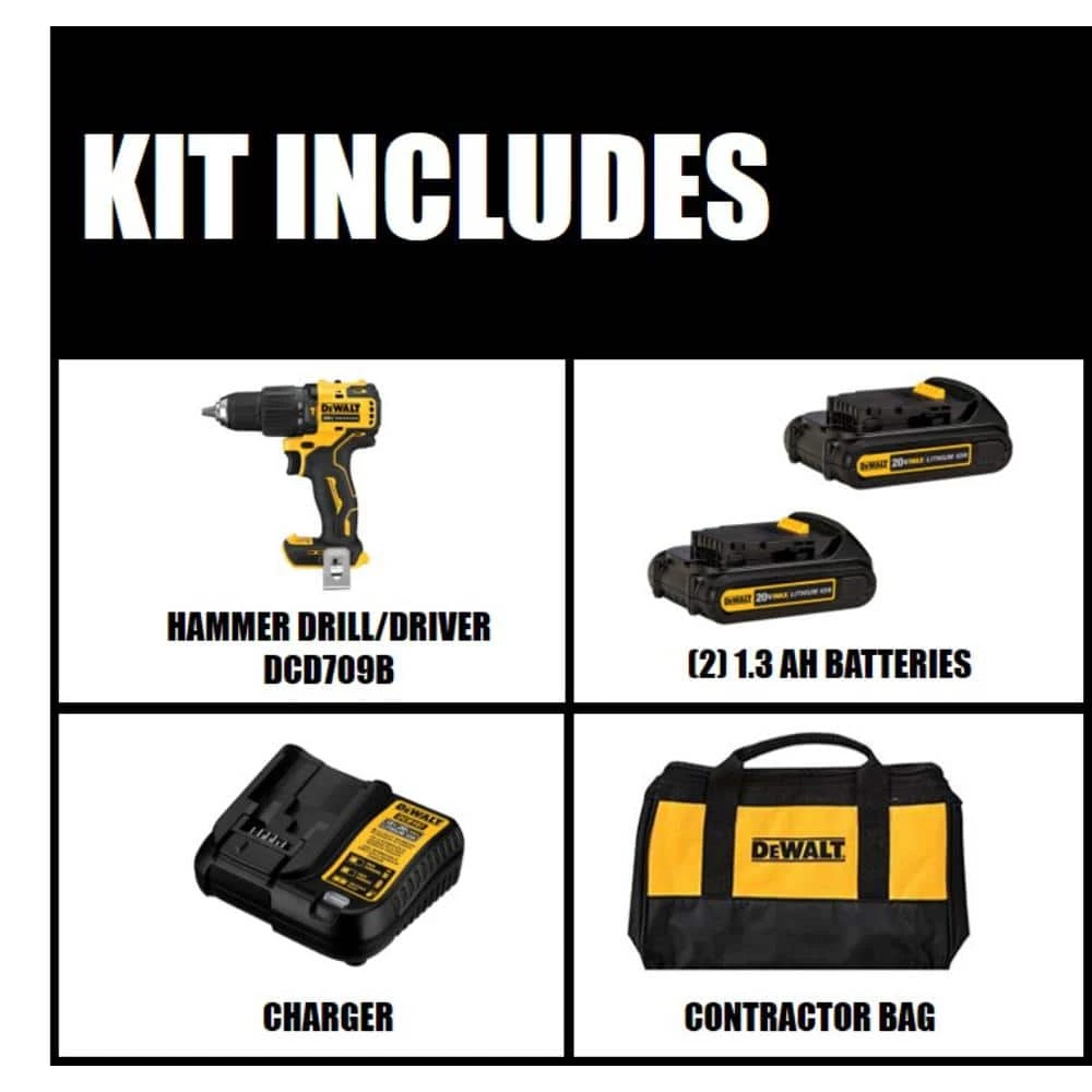 Buy โญ DEWALT ATOMIC 20-Volt MAX Cordless Brushless Compact 1/2 in. ๐จ Hammer Drill, (2) 20-Volt 1.3Ah Batteries, Charger & Bag ๐ 4 Buy โญ DEWALT ATOMIC 20-Volt MAX Cordless Brushless Compact 1/2 in. ๐จ Hammer Drill, (2) 20-Volt 1.3Ah Batteries, Charger & Bag ๐ - Image 2