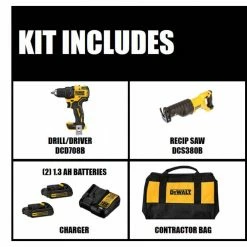 Cheap 🥰 DEWALT ATOMIC 20-Volt MAX Cordless Brushless Compact 1/2 in. Drill/Driver, (2) 20-Volt 1.3Ah Batteries & Reciprocating Saw 🛒 -Deals Power Tools Store dewalt power drills dcd708c2wcs380b e1 1000