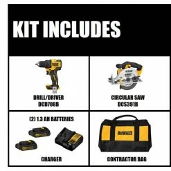 Promo 🤩 DEWALT ATOMIC 20-Volt MAX Cordless Brushless Compact 1/2 in. Drill/Driver, (2) 20-Volt 1.3Ah Batteries & 6-1/2 in. Circular Saw 🛒 -Deals Power Tools Store dewalt power drills dcd708c2wcs391b e1 1000