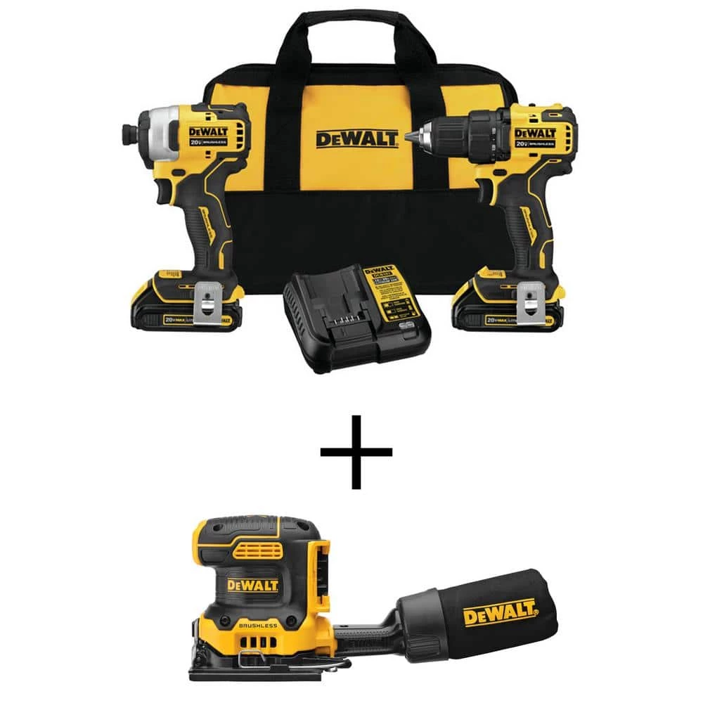 Deals 😀 DEWALT ATOMIC 20-Volt MAX Cordless Brushless Compact Drill/Impact Combo Kit (2-Tool) with 20-Volt 1/4 Sheet Sander (Tool-Only) 🛒 3 Deals 😀 DEWALT ATOMIC 20-Volt MAX Cordless Brushless Compact Drill/Impact Combo Kit (2-Tool) with 20-Volt 1/4 Sheet Sander (Tool-Only) 🛒