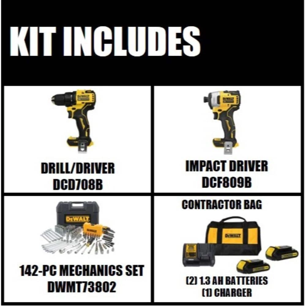 Outlet ❤️ DEWALT ATOMIC 20-Volt MAX Li-Ion Brushless Cordless Compact Drill/Impact Combo Kit (2-Tool) with Mech Tool Set (142-Piece) 🥰 4 Outlet ❤️ DEWALT ATOMIC 20-Volt MAX Li-Ion Brushless Cordless Compact Drill/Impact Combo Kit (2-Tool) with Mech Tool Set (142-Piece) 🥰 - Image 2