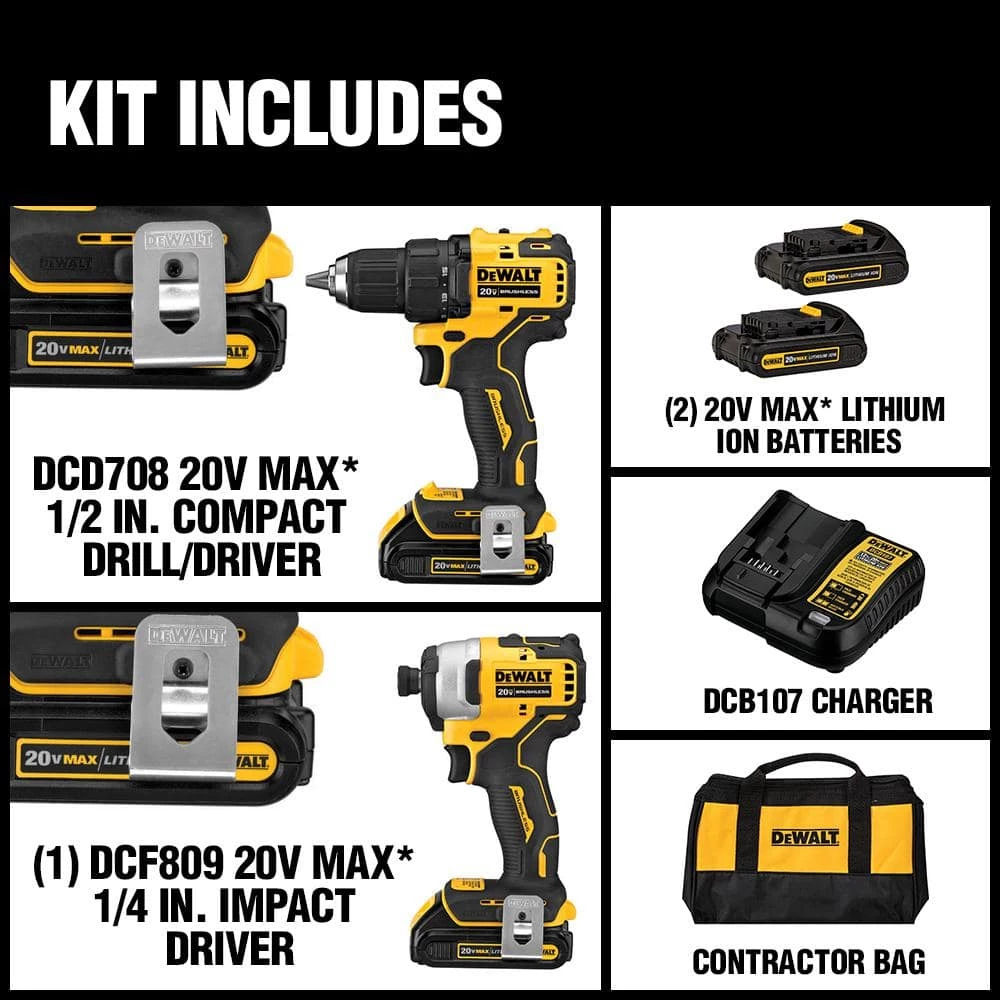 Best Sale ๐ฅฐ DEWALT ATOMIC 20-Volt MAX Cordless Brushless Compact Drill/Impact Combo Kit (2-Tool) with 20-V 1/2 in. ๐จ Hammer Drill (Tool-Only) ๐ 4 Best Sale ๐ฅฐ DEWALT ATOMIC 20-Volt MAX Cordless Brushless Compact Drill/Impact Combo Kit (2-Tool) with 20-V 1/2 in. ๐จ Hammer Drill (Tool-Only) ๐ - Image 2