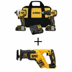 Deals 👏 DEWALT ATOMIC 20-Volt MAX Cordless Brushless Compact Drill/Impact Combo Kit (2-Tool) with 20-Volt Compact Recip Saw (Tool-Only) 😀