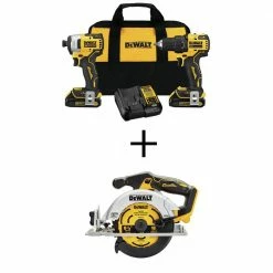 Cheap 😉 DEWALT ATOMIC 20-Volt MAX Cordless Brushless Compact Drill/Impact Combo Kit (2-Tool)w/20-Volt 6-1/2 in. Circ Saw (Tool-Only) 🌟