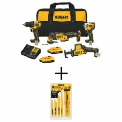 Discount 😀 DEWALT ATOMIC 20-Volt MAX Cordless Brushless Combo Kit (4-Tool) with Bi-Metal Reciprocating Saw Blade Set with Case (16-Piece) 🔔