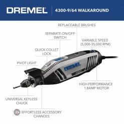 Promo ✔️ Dremel 4300 Series 1.8 Amp Variable Speed Corded Rotary Tool Kit with Mounted Light, 64 Accessories, 9 Attachments and Case ⌛ -Deals Power Tools Store dremel rotary tools 4300 9 64 a0 1000