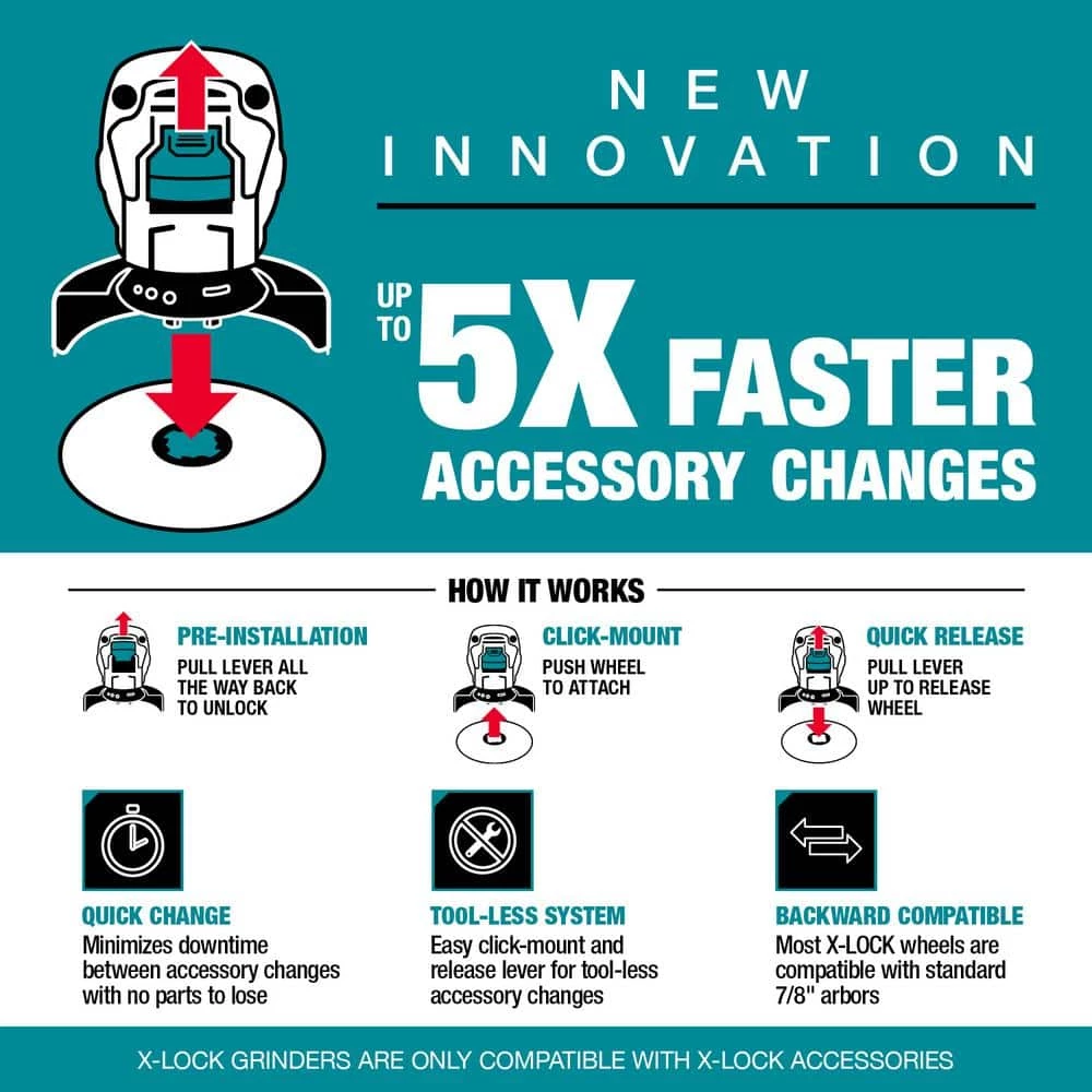 Best deal ๐ Makita 18V LXT Lithium-Ion Brushless Cordless 4-1/ 2 in. /5 in. X-LOCK Angle Grinder with AFT, Tool Only ๐ 9 Best deal ๐ Makita 18V LXT Lithium-Ion Brushless Cordless 4-1/ 2 in. /5 in. X-LOCK Angle Grinder with AFT, Tool Only ๐ - Image 7