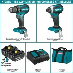 Cheapest 🥰 Makita 18V LXT Lithium-ion Brushless Cordless 2-Piece Combo Kit 3.0Ah Driver-Drill/ Impact Driver ✔️ -Deals Power Tools Store makita power tool combo kits xt281s e1 1000