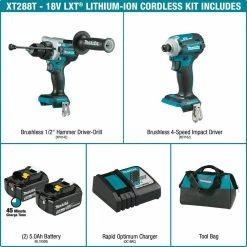 Best Pirce 🧨 Makita 18V LXT Lithium-Ion Brushless Cordless Combo Kit 5.0 Ah (2-Piece) 😉 -Deals Power Tools Store makita power tool combo kits xt288t e1 1000