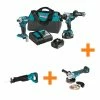 Budget 🛒 Makita 18V LXT Brushless 2-pc Combo Kit 5.0Ah with bonus 18V LXT Recipro Saw and 18V LXT Brushless Cut-Off/Angle Grinder 👍 -Deals Power Tools Store makita power tool combo kits xt288t xrj4zxag 64 1000