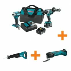 Coupon 🌟 Makita 18V LXT Lithium-ion Brushless 2-pc Combo Kit 5.0Ah with bonus 18V LXT Recipro Saw and 18V LXT Multi-Tool 😀