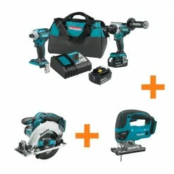 Discount 🎁 Makita 18V LXT Lithium-ion Brushless 2-pc Combo Kit 5.0Ah with bonus 18V LXT 6-1/2 in. Circular Saw and 18V LXT Jig Saw 😍