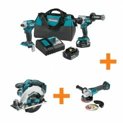 Brand new ✨ Makita 18V LXT Brushless 2-pc Combo Kit 5.0Ah with bonus 18V LXT 6-1/2 in Circ Saw and 18V LXT Brushless Cut-Off/Angle Grinder ✔️