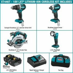 Coupon 🥰 Makita 18V LXT Lithium-Ion Brushless Cordless Combo Kit 🔨 Hammer Drill/ Impact Driver/ Circular Saw/ Flashlight 🥰 18 Coupon 🥰 Makita 18V LXT Lithium-Ion Brushless Cordless Combo Kit 🔨 Hammer Drill/ Impact Driver/ Circular Saw/ Flashlight 🥰 -Deals Power Tools Store makita power tool combo kits xt446t e1 1000