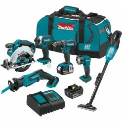 Best reviews of 🎉 Makita 18V Lithium-Ion Cordless 6-Piece Kit (Drill-Driver/ Impact Driver/ Circular Saw/ Recipro Saw/ Vacuum/ Light) 3.0Ah ⌛