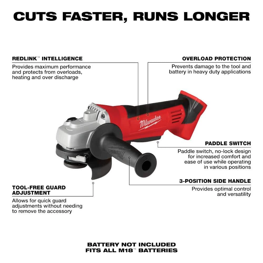 Hot Sale 🛒 Milwaukee M18 18V Lithium-Ion Cordless 4-1/2 in. Cut-Off/Grinder (Tool-Only) ✨ 4 Hot Sale 🛒 Milwaukee M18 18V Lithium-Ion Cordless 4-1/2 in. Cut-Off/Grinder (Tool-Only) ✨ - Image 2