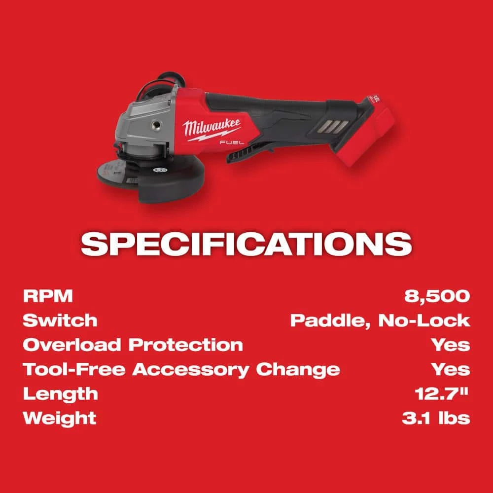 Buy ⭐ Milwaukee M18 FUEL 18V Lithium-Ion Brushless Cordless 4-1/2 in. ./5 in. Grinder with Paddle Switch with (1) 5.0 Ah Battery ✨ 10 Buy ⭐ Milwaukee M18 FUEL 18V Lithium-Ion Brushless Cordless 4-1/2 in. ./5 in. Grinder with Paddle Switch with (1) 5.0 Ah Battery ✨ - Image 8