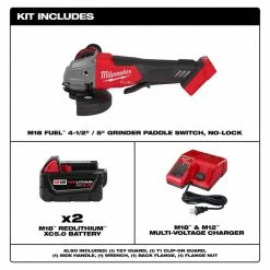 Cheap 🤩 Milwaukee M18 FUEL 18V Lithium-Ion Brushless Cordless 4-1/2 in./5 in. Grinder w/Paddle Switch w/(2) 5.0ah and Charger ⌛ -Deals Power Tools Store milwaukee angle grinders 48 59 1852b 2880 20 e1 1000
