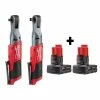 Promo ✔️ Milwaukee M12 FUEL 12V Lithium-Ion Brushless Cordless 3/8 in. and 1/2 in. Ratchet with Two 3.0 Ah Batteries ✔️ -Deals Power Tools Store milwaukee cordless ratchets 2557 20 2558 20 48 11 2412 64 1000