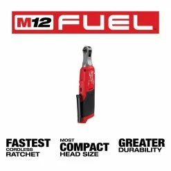 Promo 😉 Milwaukee M12 FUEL 12V Lithium-Ion Brushless Cordless High Speed 1/4 in. Ratchet with M12 Rover Flood Light 🤩 -Deals Power Tools Store milwaukee cordless ratchets 2566 20 2367 20 e1 1000