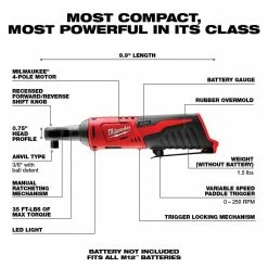 Flash Sale ❤️ Milwaukee M12 12V Lithium-Ion Cordless 3/8 in. Ratchet with Two M12 6.0 Ah Battery Packs and Charger 🥰 -Deals Power Tools Store milwaukee cordless ratchets 48 59 2462 2457 20 40 1000
