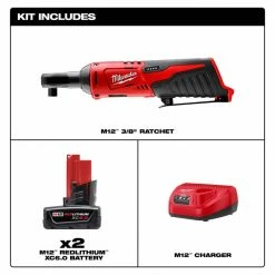 Flash Sale ❤️ Milwaukee M12 12V Lithium-Ion Cordless 3/8 in. Ratchet with Two M12 6.0 Ah Battery Packs and Charger 🥰 -Deals Power Tools Store milwaukee cordless ratchets 48 59 2462 2457 20 e1 1000