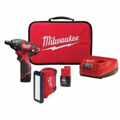 Promo ✔️ Milwaukee M12 12V Li-Ion Cordless 1/4 in. Hex Screwdriver Kit w/ M12 Service & Repair 700 Lumens Flood Light w/ USB Charging 💯