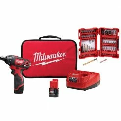 Outlet 🥰 Milwaukee M12 12V Lithium-Ion Cordless 1/4 in. Hex Screwdriver Kit w/ SHOCKWAVEImpact Duty Driver Alloy Steel Bit Set (50-Pc) 💯