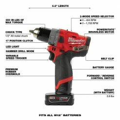 Deals ✔️ Milwaukee M12 FUEL 12V Lithium-Ion Brushless Cordless 1/2 in. 🔨 Hammer Drill Kit with 4.0 Ah and 2.0 Ah Battery and Hard Case 💯 -Deals Power Tools Store milwaukee hammer drills 2504 22 a0 1000