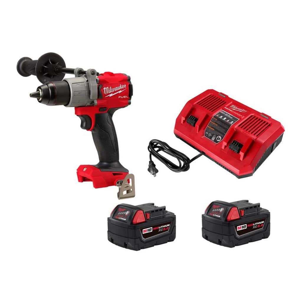 Budget 🎁 Milwaukee M18 FUEL 18-Volt Lithium-Ion Brushless Cordless 1/2 in. 🔨 Hammer Drill/Driver w/(2) 5.0 Ah Batteries & Rapid Charger 🎁 3 Budget 🎁 Milwaukee M18 FUEL 18-Volt Lithium-Ion Brushless Cordless 1/2 in. 🔨 Hammer Drill/Driver w/(2) 5.0 Ah Batteries & Rapid Charger 🎁