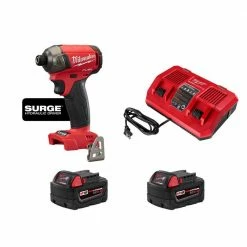 Best Sale ✨ Milwaukee M18 FUEL SURGE 18-Volt Lithium-Ion Cordless Brushless 1/4 in. Hex Impact Driver w/(2) 5.0 Ah Batteries and Rapid Charger 👍
