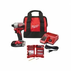 Budget 💯 Milwaukee M18 18V Lithium-Ion Compact Brushless Cordless 1/4 in. Impact Driver Kit with (1) 2.0 Ah Battery, Charger & Bit Set 🎉