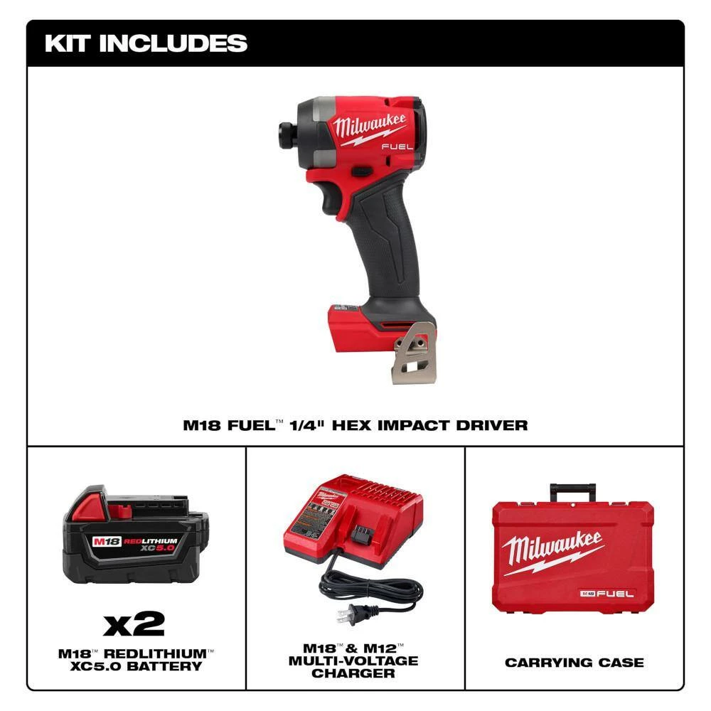 Best Sale 🎉 Milwaukee M18 Fuel 18-V Lithium-Ion Brushless Cordless 1/4 in. Hex Impact Driver Kit w/(3) 5.0 Ah Batteries, Charger & Hard Case 👏 5 Best Sale 🎉 Milwaukee M18 Fuel 18-V Lithium-Ion Brushless Cordless 1/4 in. Hex Impact Driver Kit w/(3) 5.0 Ah Batteries, Charger & Hard Case 👏 - Image 3