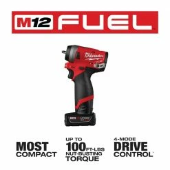 Cheapest 🔔 Milwaukee M12 FUEL 12V Lithium-Ion Brushless Cordless Stubby 1/4 in. Impact 🔧 Wrench Kit With M12 4.0Ah Battery 😍 -Deals Power Tools Store milwaukee impact wrenches 2552 22 48 11 2440 40 1000