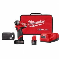 Brand new 🎉 Milwaukee M12 FUEL 12V Li-Ion Cordless Stubby 1/4 in. Impact 🔧 Wrench Kit with Protective Boot, One 4.0 and One 2.0Ah Battery ⌛