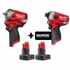 Discount ⌛ Milwaukee M12 FUEL 12V Lithium-Ion Brushless Cordless Stubby 3/8 in. Impact 🔧 Wrench and Impact Driver with Two 3.0 Ah Batteries ⭐ -Deals Power Tools Store milwaukee impact wrenches 2554 20 2551 20 48 11 2412 64 1000