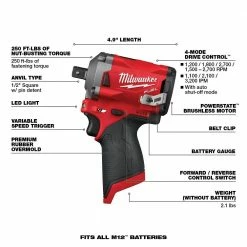 Best deal 🔥 Milwaukee M12 FUEL 12V Lithium-Ion Brushless Cordless Stubby 3/8 in. and 1/2 in. Impact 🔧 Wrenches with two 3.0 Ah Batteries 🔥 -Deals Power Tools Store milwaukee impact wrenches 2554 20 2555p 20 48 11 2412 1d 1000