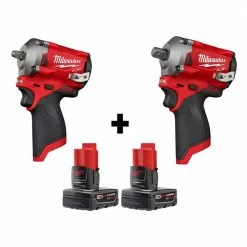 Best deal 🔥 Milwaukee M12 FUEL 12V Lithium-Ion Brushless Cordless Stubby 3/8 in. and 1/2 in. Impact 🔧 Wrenches with two 3.0 Ah Batteries 🔥