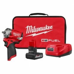 Deals 🔔 Milwaukee M12 FUEL 12-Volt Lithium-Ion Brushless Cordless Stubby 3/8 in. Impact 🔧 Wrench Kit with (1) High Output 5.0 Ah Battery 🔥