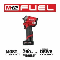 Best Sale 👍 Milwaukee M12 FUEL 12V Lithium-Ion Brushless Cordless Stubby 3/8 in. Impact 🔧 Wrench Kit with One 4.0 and One 2.0Ah Batteries 💯 -Deals Power Tools Store milwaukee impact wrenches 2554 22 40 1000