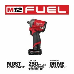 Cheapest 😀 Milwaukee M12 FUEL 12V Lithium-Ion Brushless Cordless Stubby 1/2 in. Impact 🔧 Wrench Kit With M12 4.0Ah Battery 🧨 -Deals Power Tools Store milwaukee impact wrenches 2555 22 48 11 2440 40 1000