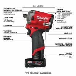 Cheapest 😀 Milwaukee M12 FUEL 12V Lithium-Ion Brushless Cordless Stubby 1/2 in. Impact 🔧 Wrench Kit With M12 4.0Ah Battery 🧨 -Deals Power Tools Store milwaukee impact wrenches 2555 22 48 11 2440 a0 1000