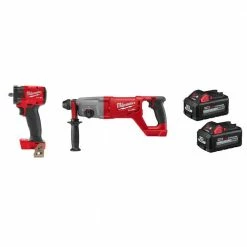New 🔔 Milwaukee M18 FUEL GEN-3 18-Volt Lithium-Ion Brushless Cordless 3/8 in. Impact 🔧 Wrench w/1 in. R 🔨 Hammer, Two 6 Ah HO Batteries 👏