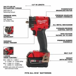 New 👏 Milwaukee M18 FUEL GEN-3 18V Lithium-Ion Brushless Cordless 3/8 in. Compact Impact 🔧 Wrench with Friction Ring Kit 😀 -Deals Power Tools Store milwaukee impact wrenches 2854 22 a0 1000
