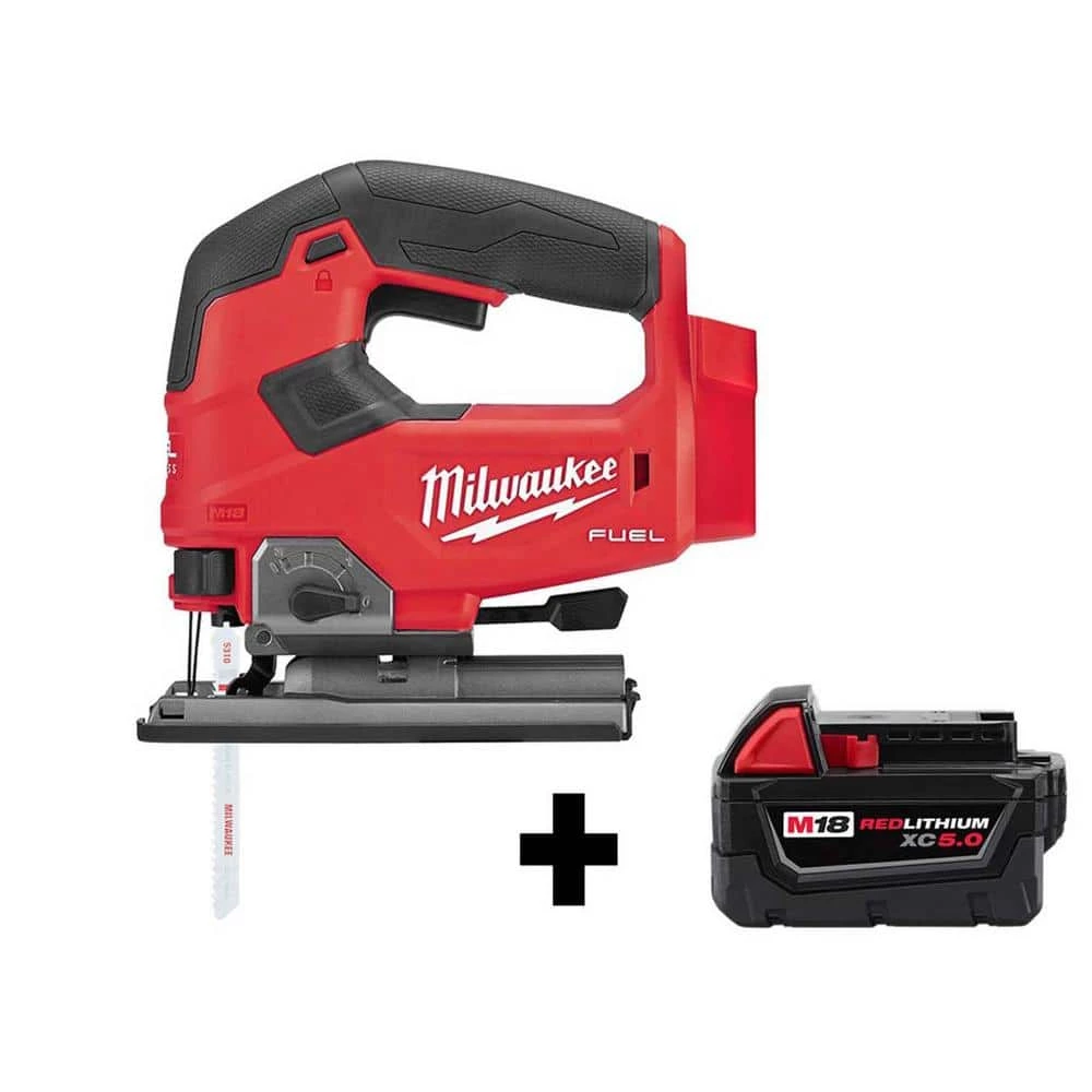 Discount 🥰 Milwaukee M18 FUEL 18-Volt Lithium-Ion Brushless Cordless Jig Saw with M18 5.0 Ah Battery ⭐ 3 Discount 🥰 Milwaukee M18 FUEL 18-Volt Lithium-Ion Brushless Cordless Jig Saw with M18 5.0 Ah Battery ⭐