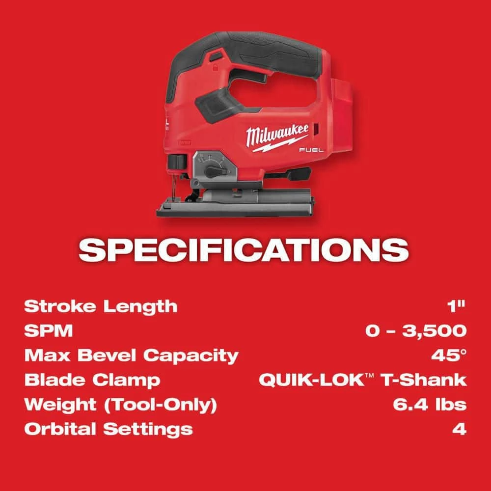 Discount 🥰 Milwaukee M18 FUEL 18-Volt Lithium-Ion Brushless Cordless Jig Saw with M18 5.0 Ah Battery ⭐ 6 Discount 🥰 Milwaukee M18 FUEL 18-Volt Lithium-Ion Brushless Cordless Jig Saw with M18 5.0 Ah Battery ⭐ - Image 4