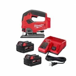 Best Sale 🛒 Milwaukee M18 18-Volt Lithium-Ion XC Starter Kit w/Two 5.0Ah Batteries, Charger and FUEL Jigsaw 🎉
